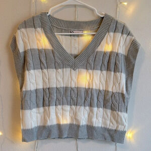 SO Striped Sweater Vest - Grey/White​​​